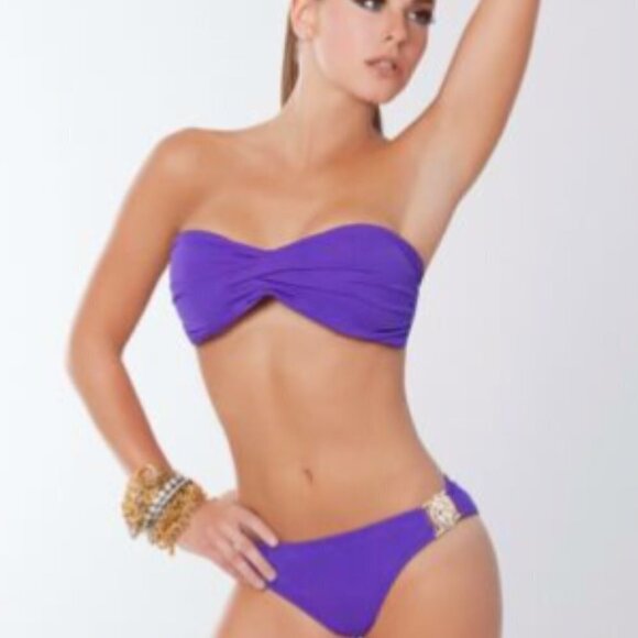 NWT  Bikini Purple bottom Swimsuit 14KT Gold - Picture 3 of 10